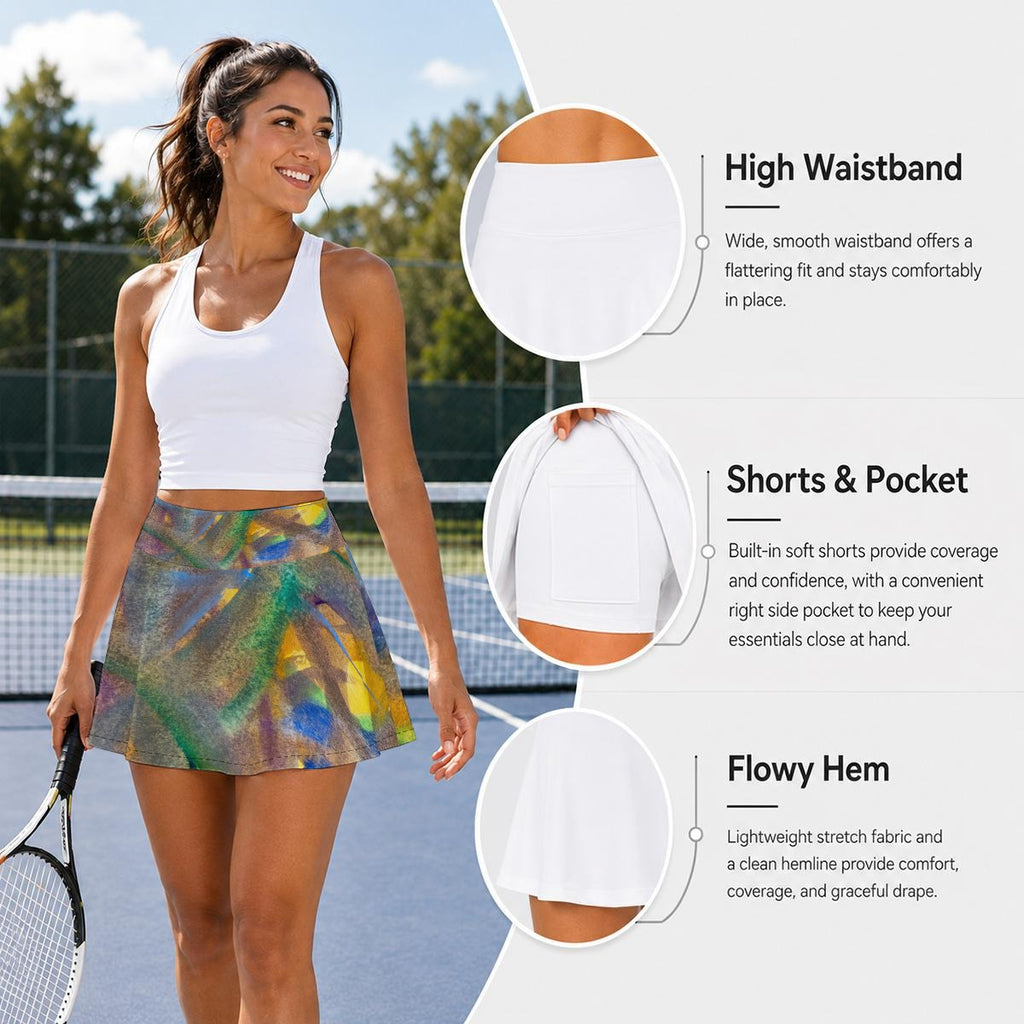 KBAUM Artist Collection Pickleball Skirt Custom Watercolor Design