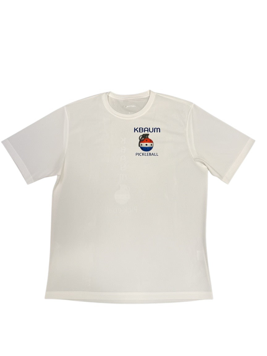 Men's White Short Sleeve Logo in Red White and Blue