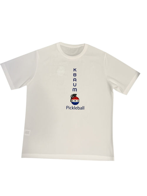 Men's White Short Sleeve Logo in Red White and Blue
